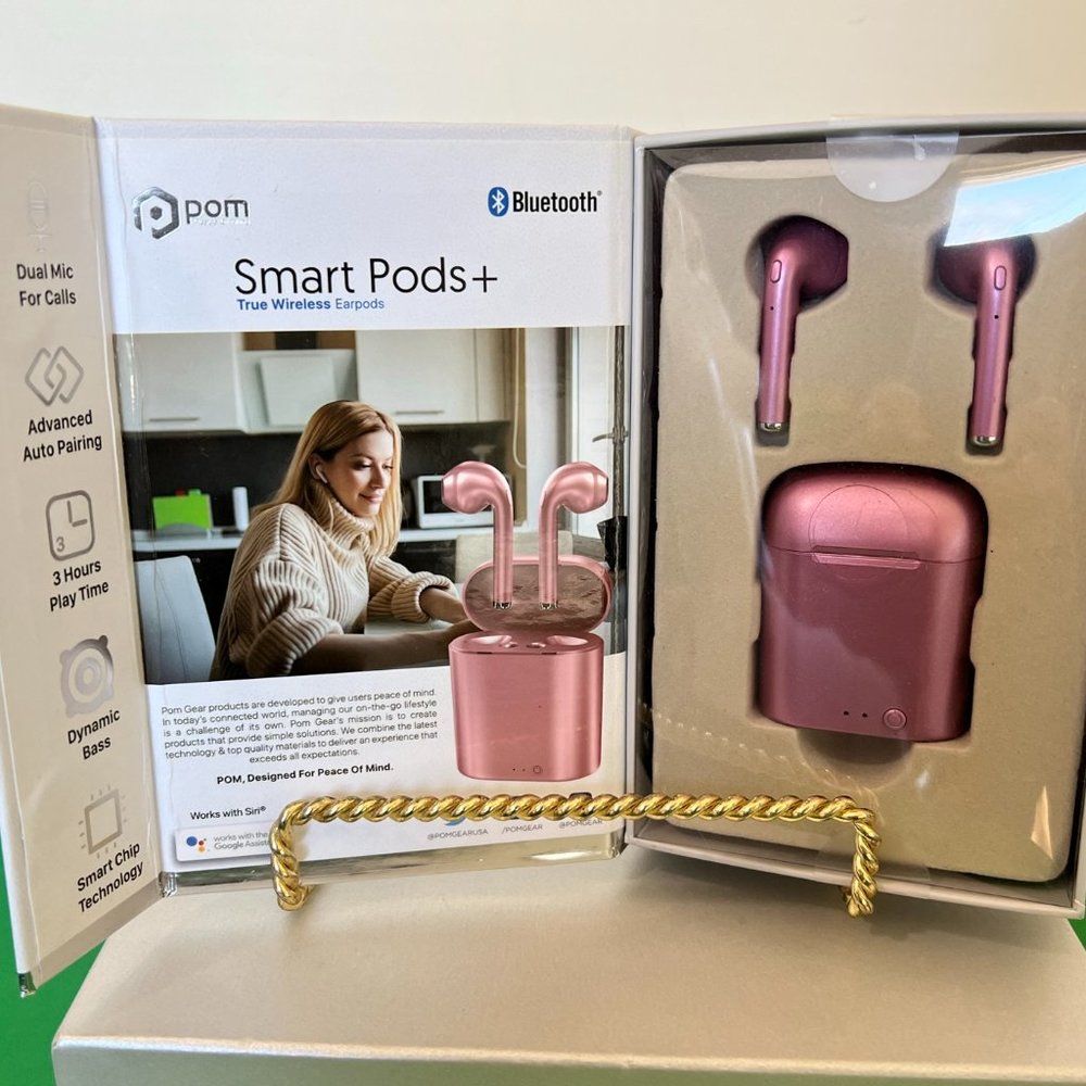 Pom Gear Smart Pods + Bluetooth True Wireless Stereo Rose Pink Earphones